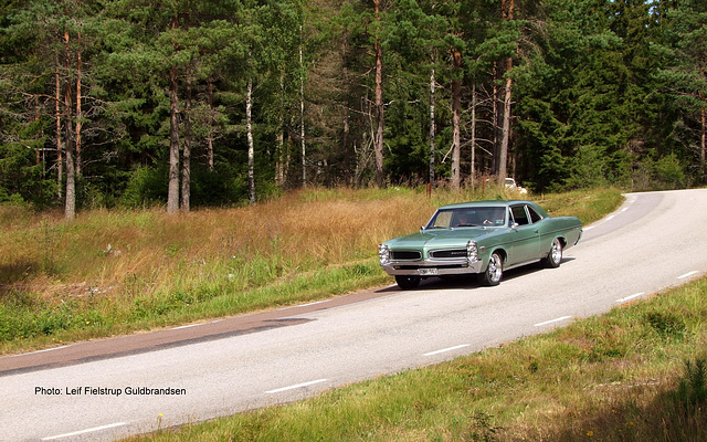 1966 Pontiac Lemans Sport. Brudfjällsvägen. Veteran Classic Dalsland. 8.Aug.2015. 58°52′43″N 12°24′17″E (approx. address: Brudfjällsvägen, 660 10 Dals Långed, Sverige)