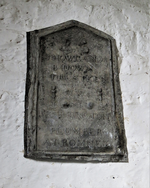 warehorne church, kent (27)c18 lead plaque from the roof, 1777