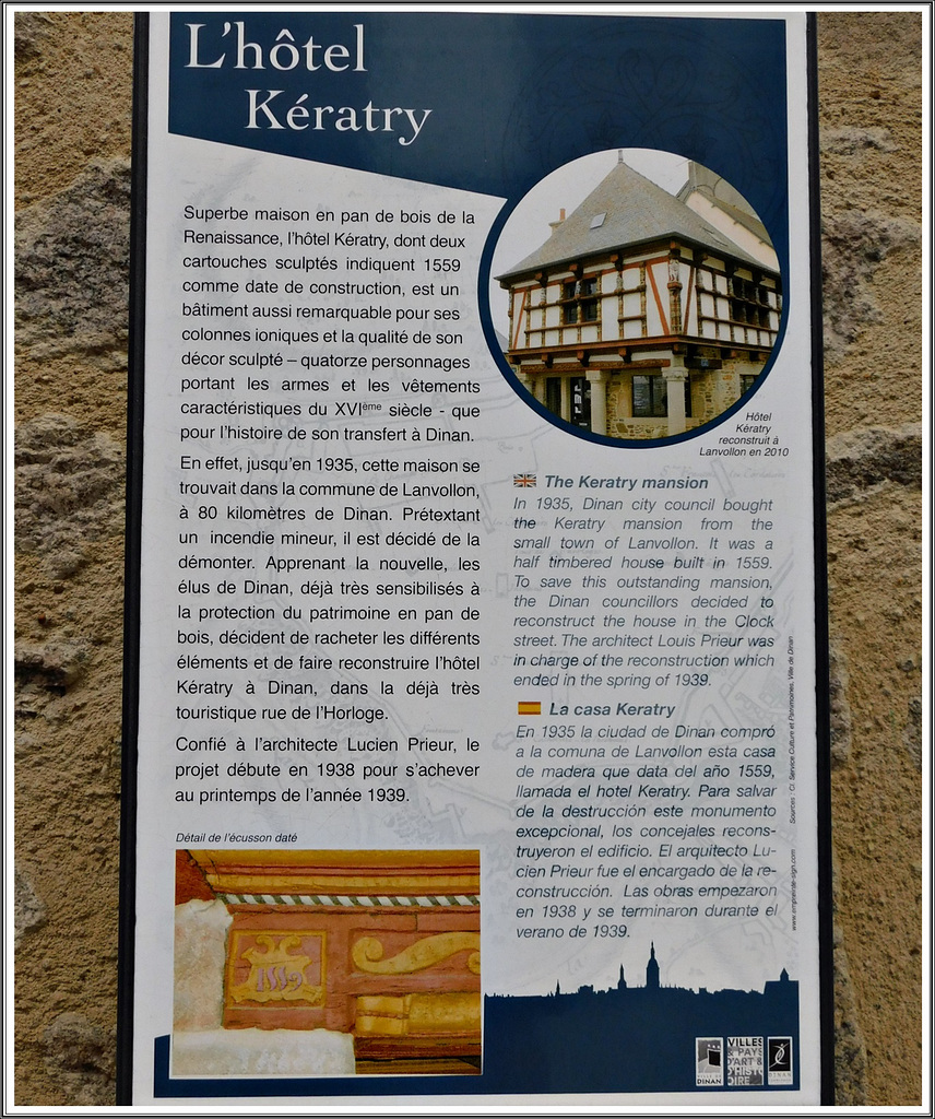 Panneau explicatif de l'hôtel Keratry à Dinan (22)