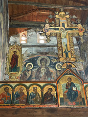 Frescoes and an ancient cross. Sveti Stefan 3