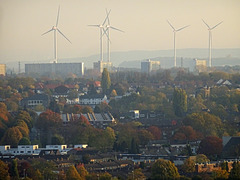 voorgrond :Meezenbroek ,Schaesbergerveld ,Molenberg,Heerlerbaan,locht /vetschau met de nieuwe Windmolens 194 meter, Aken,Eifel ,Ardennen