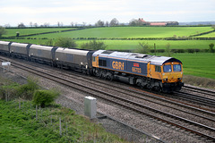 GBRf 66703 DONCASTER PSB 1981-2002 on 4N63 Eggborough Power Station toTyne Dock at Colton Junction,York  12th April 2014