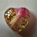 Heart with hyacinth flower bud and gold leaf