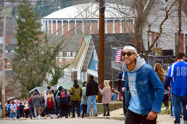 In the background is OU's Convocation Center, "the Convo"