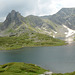 Bulgaria, Black Rock of Haramiyata (2465 m) above the Twin Lake (2243m)