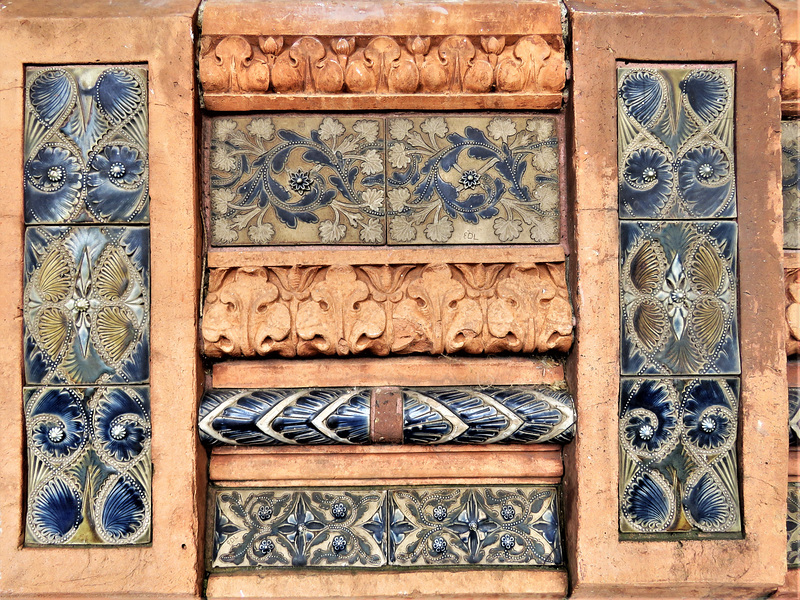 doulton lambeth   c19 faience window sill detail of doulton's pottery factory by r. stark wilkinson 1878