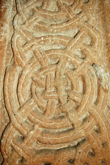 Detail of shaft of Saxon Cross, Norbury, Derbyshire