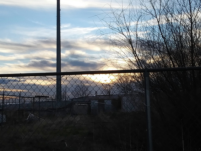 Sunset through fence