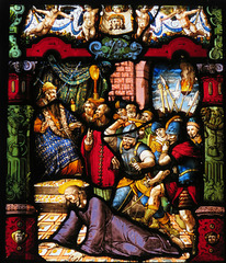 kedleston church derbs; swiss c17 passion glass by franz fallenter dated 1602