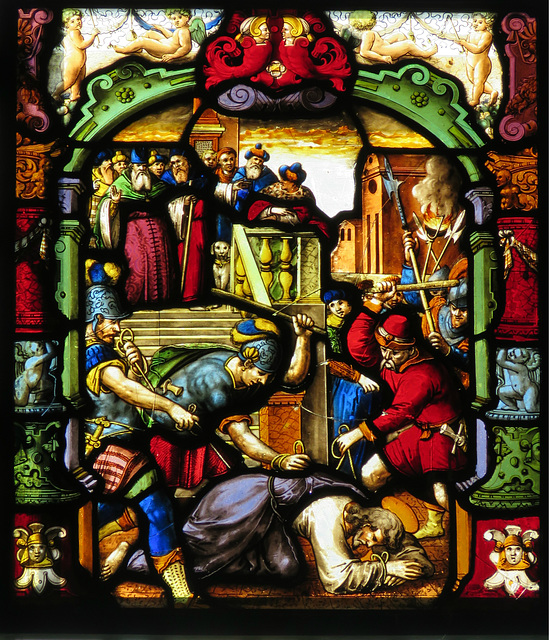 kedleston church derbs; swiss c17 passion glass by franz fallenter dated 1602