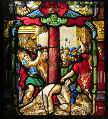 kedleston church derbs; swiss c17 passion glass by franz fallenter dated 1602