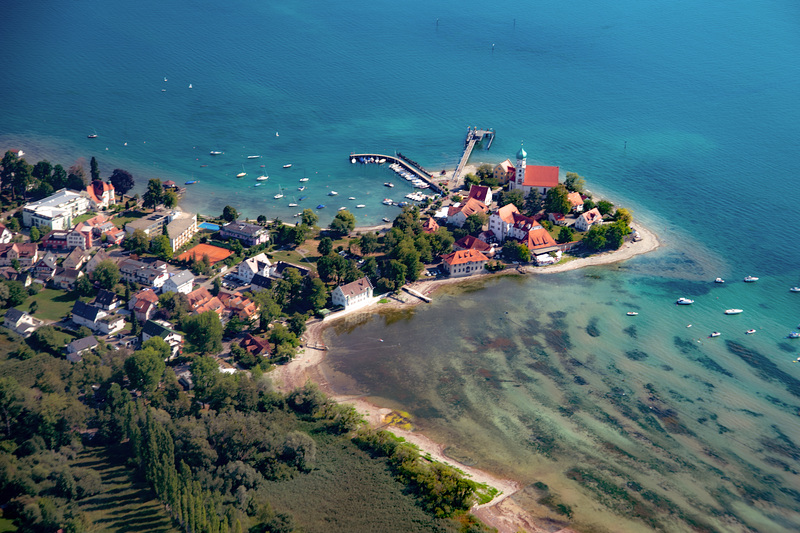 Wasserburg am Bodensee as aerial view