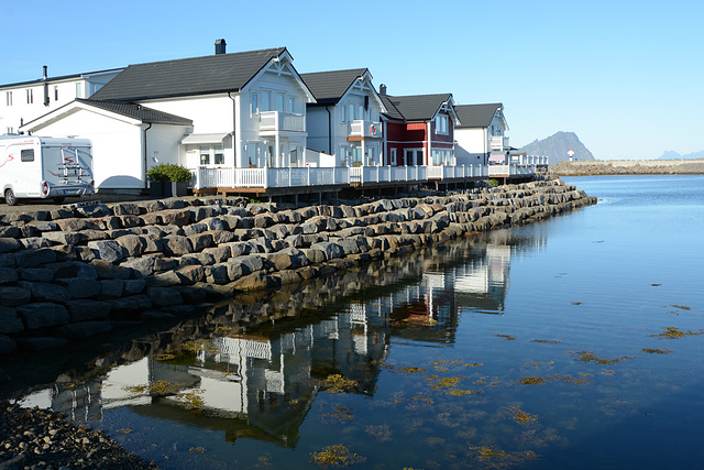 Norway, Lofoten Islands, The Village of Kabelvåg on the Coast of Smedvika Bay