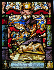 kedleston church derbs; swiss c17 passion glass by franz fallenter dated 1602