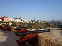 Line of cannons over the coast.