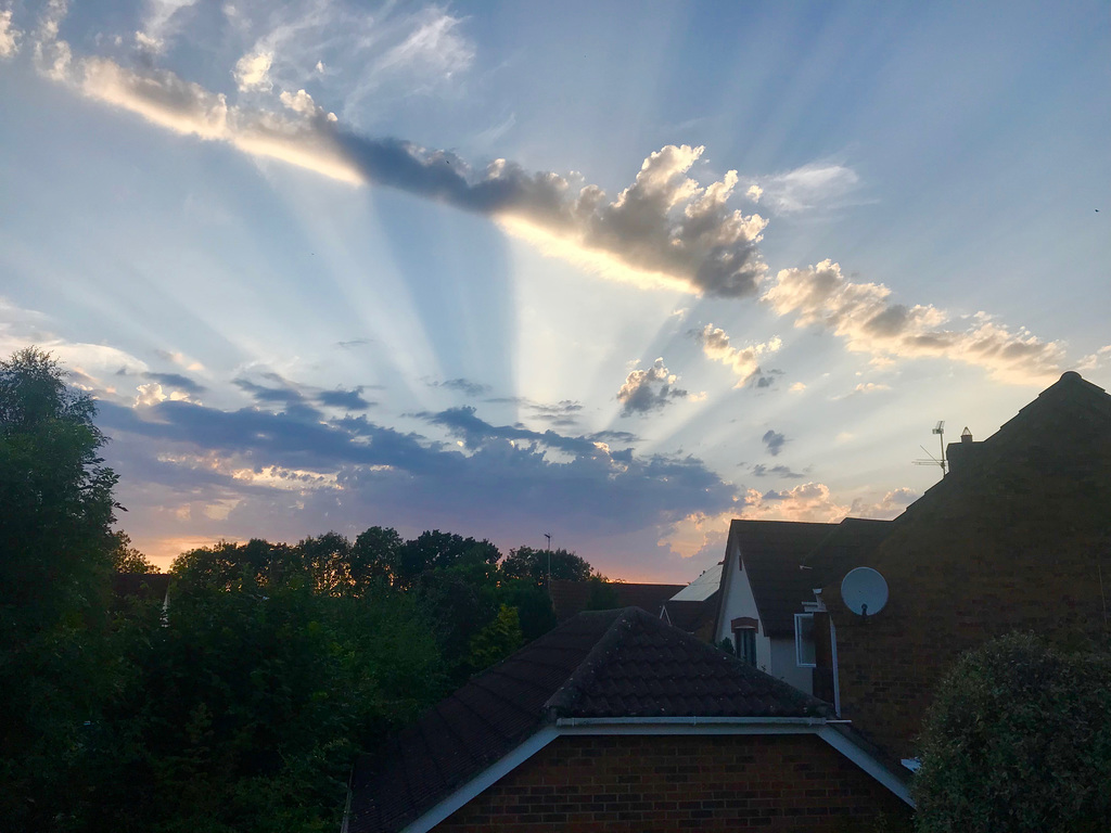 Specular rays at sunset