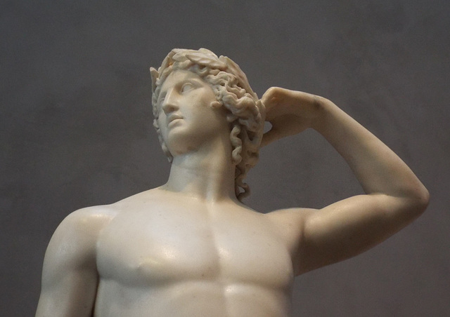 Detail of Apollo Crowning Himself by Canova in the Getty Center, June 2016