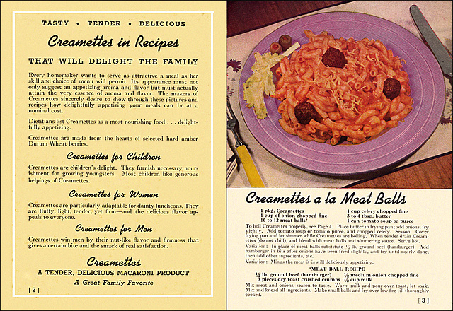 Creamettes Macaroni Booklet (2), c1935