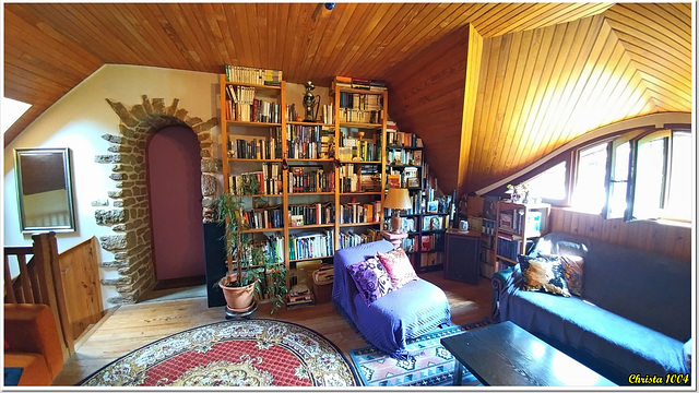 My favorite place with my books...