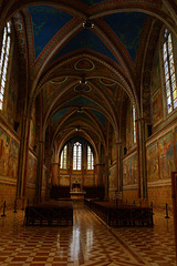 Italy, Interior of Basilica of Saint Francis in Assisi
