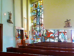 Stained glass in the Parroquia Santuario Nuestra Señora de Guadalupe