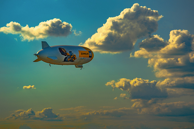 Zeppelin flight through the clouds