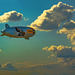 Zeppelin flight through the clouds