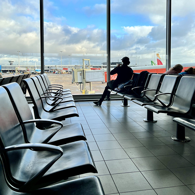 Waiting for the ﬂight at Schiphol