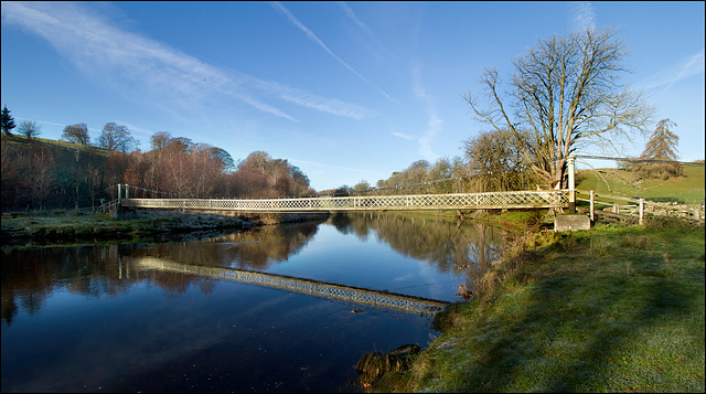 Hebden Suspension Bridge over River Wharfe