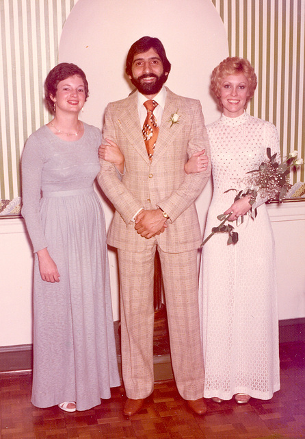 Karen with matron of honor and best man.