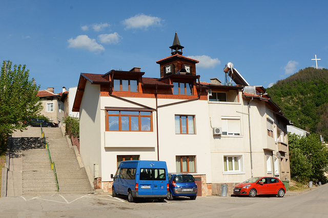 Bulgaria, Blagoevgrad, Vasil Aprilov Street with the Stairway to the Clock Tower