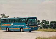 Shearings 283 (J283 NNC) on the A11 at Chalk Hill near Barton Mills – 27 Jun 1993 (198-32A)
