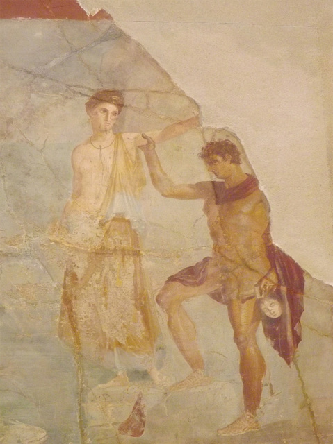 Detail of the Wall Painting of Perseus and Andromeda from the House of the Prince of Montenegro in Pompeii in the Naples Archaeological Museum, July 2012