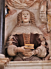 kedleston church derbs ;  c17 tomb of sir john curzon +1686, erected 1664 by richard hall