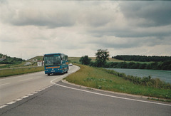 Shearings 283 (J283 NNC) on the A11 at Chalk Hill near Barton Mills – 20 Jun 1993 (198-1A)