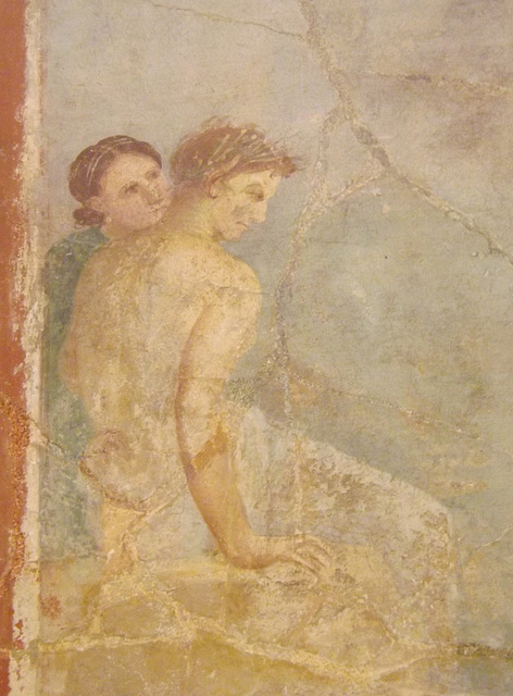 Detail of the Wall Painting of Perseus and Andromeda from the House of the Prince of Montenegro in Pompeii in the Naples Archaeological Museum, July 2012