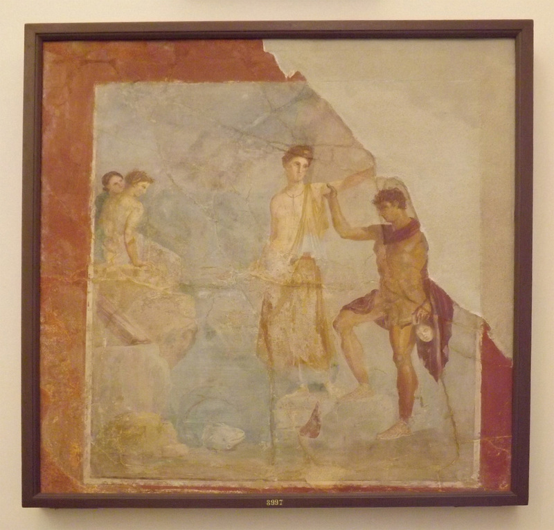 Wall Painting of Perseus and Andromeda from the House of the Prince of Montenegro in Pompeii in the Naples Archaeological Museum, July 2012