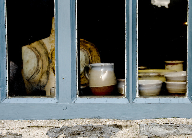 Pottery Behind a Window