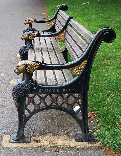 Bench In Clissold Park, Stoke Newington, Hackney, London