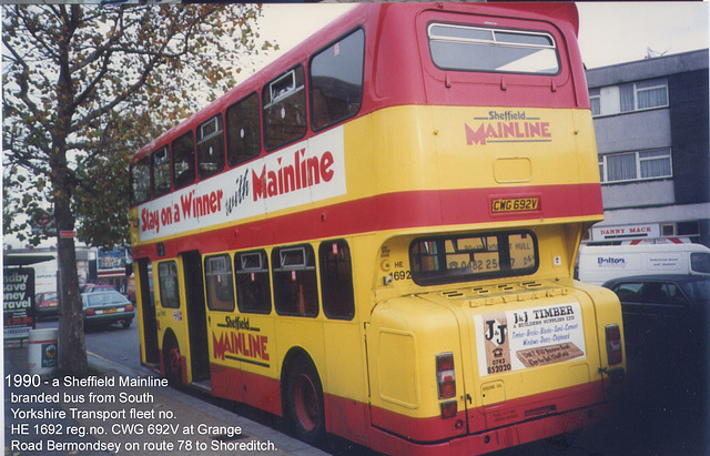 South Yorkshire Transport on route 78, northbound in Grange Road Bermondsey London