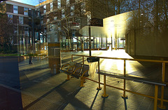 Four Lane Ends Metro Interchange. Shadows and Reflections