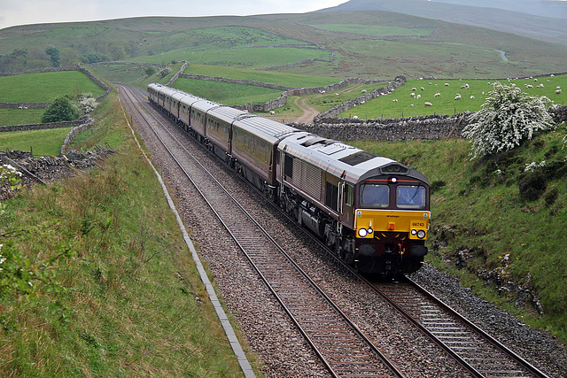 GBRf class 66 66743 at Greengate near Kirkby Stephen on 1Z60 London Victoria East - Garelochead 27th May 2017.