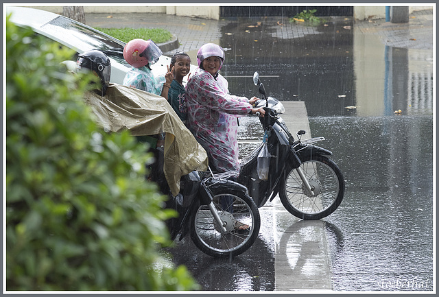 Cloudburst in Preah Norodom Boulevard in Phnom Penh