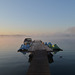 Причал кемпинга Бакота, Туман над водой / Berth of Bakota Camping, Fog on the Water