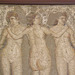 Detail of a Mosaic with the Three Graces from the House of Apollo in Pompeii in the Naples Archaeological Museum, July 2012
