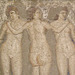 Detail of a Mosaic with the Three Graces from the House of Apollo in Pompeii in the Naples Archaeological Museum, July 2012