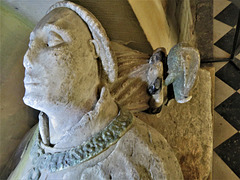 kedleston church derbs ; early c15 curzon tomb  with ss livery collar and hawk crest