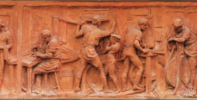 cutlers' hall, london, c19  hall,1886-7 by t.tayler smith, with terracotta frieze by creswick, a ruskin protege