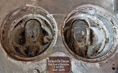 kedleston church derbs; late c13 curzon tomb with sunken medallions