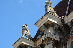 Romania, Constanța, Lion Sculptures on the Top of "House with Lions"